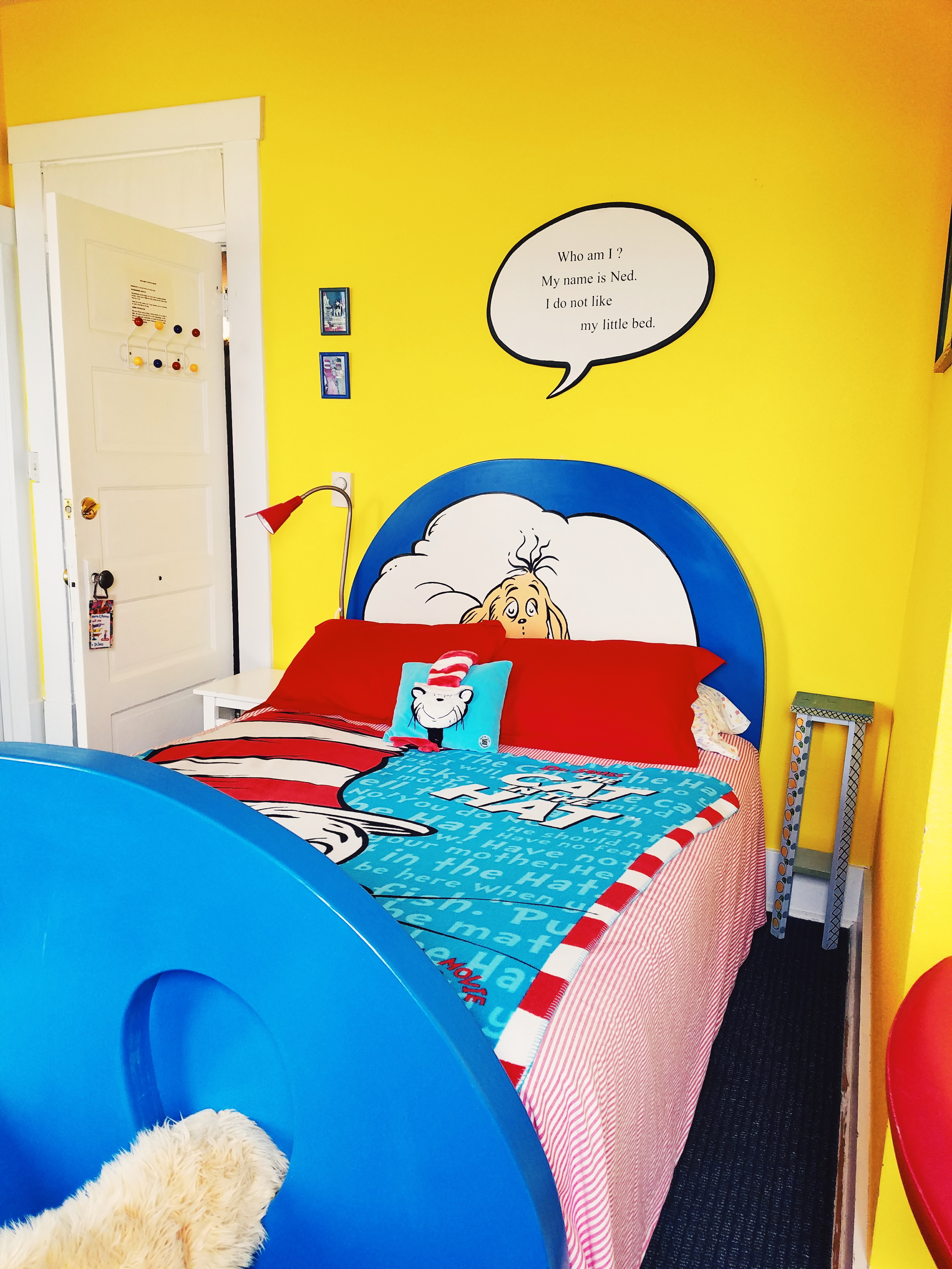 Dr Suess room - of course! The bed has furry feet!