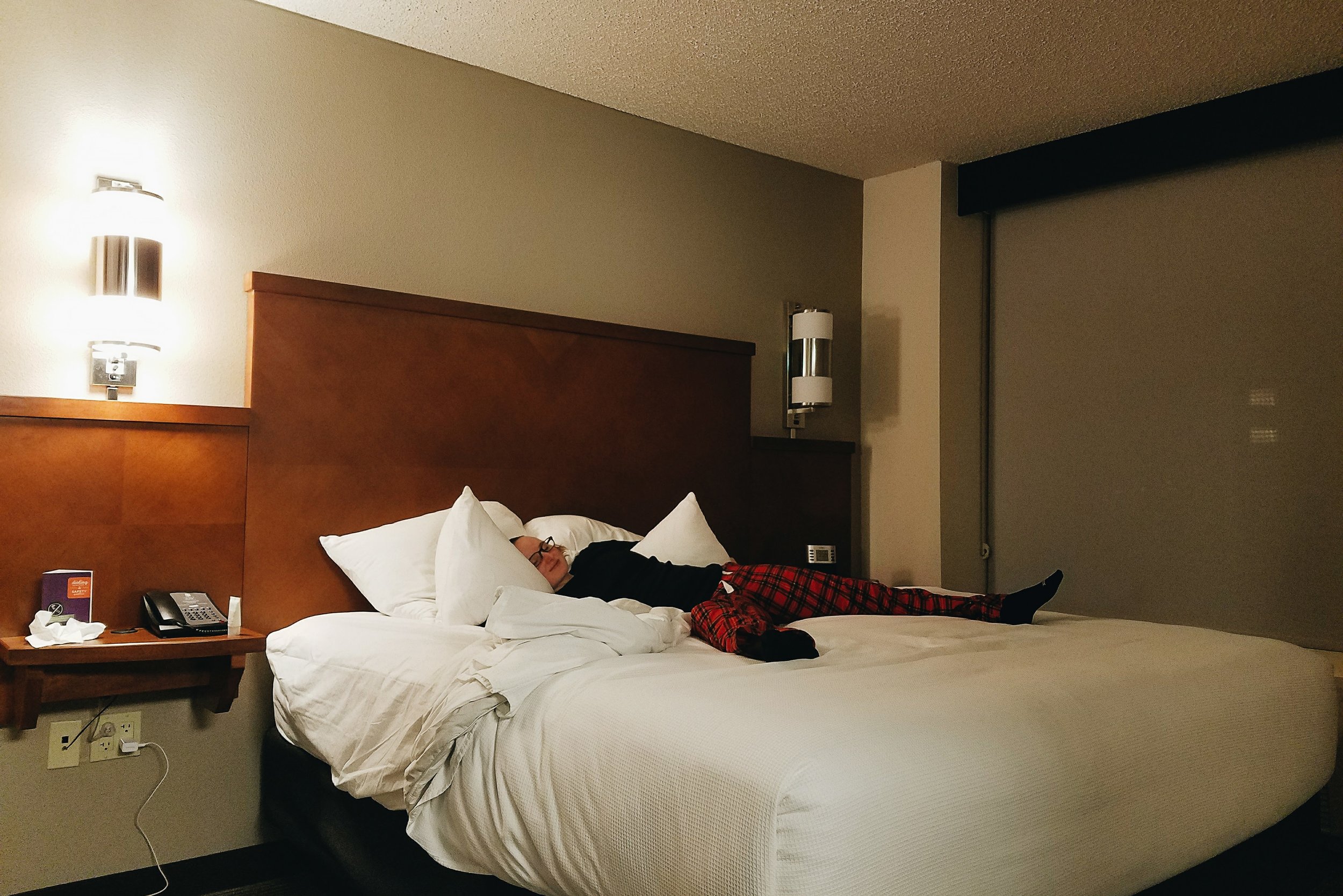 A perk of business travel: having a king-size bed all to myself!
