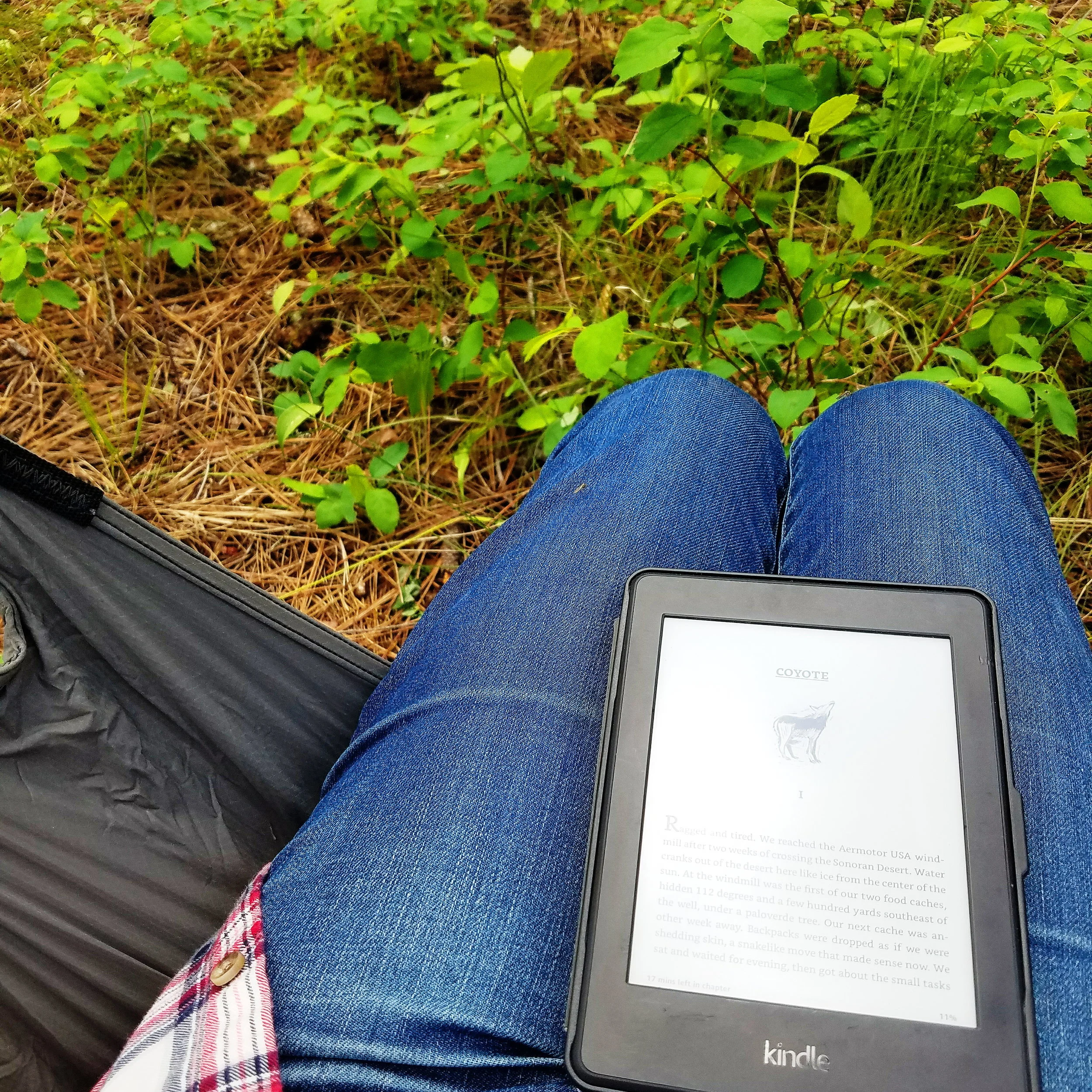 Catching up on the book before the hike on Sunday