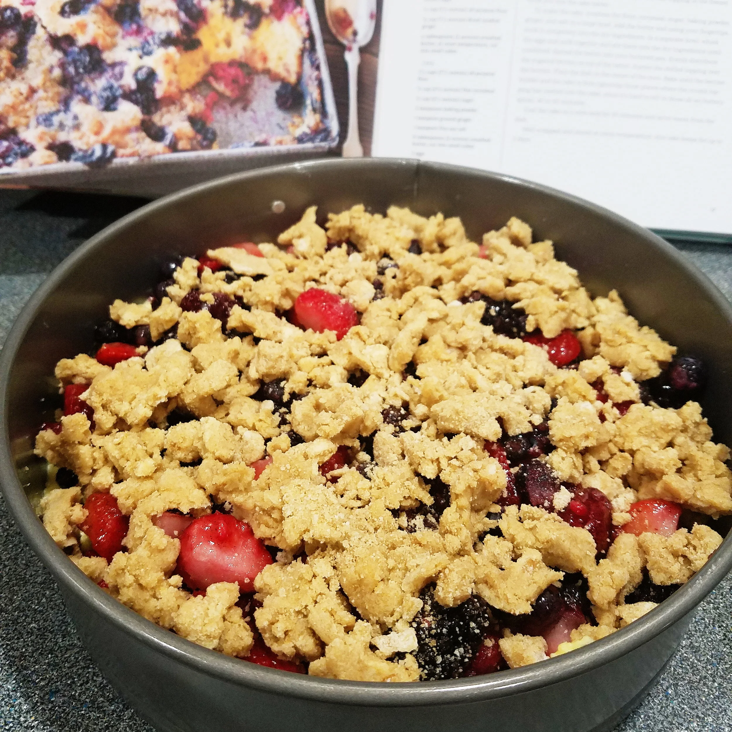 Father's day cake packed with all the berries, including the last of last years' wild blueberries from the freezer!