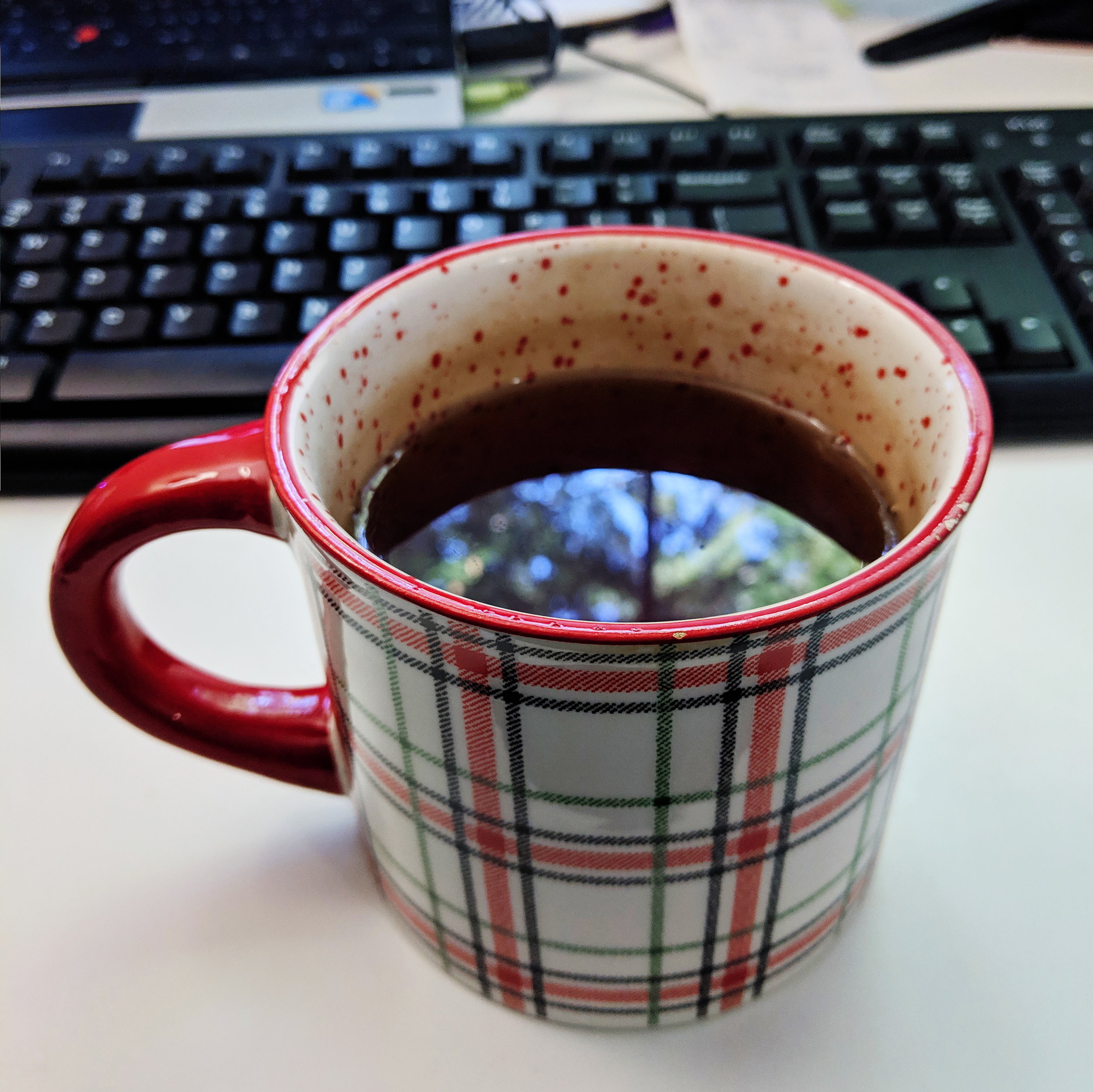 Blue skies reflected in my tea