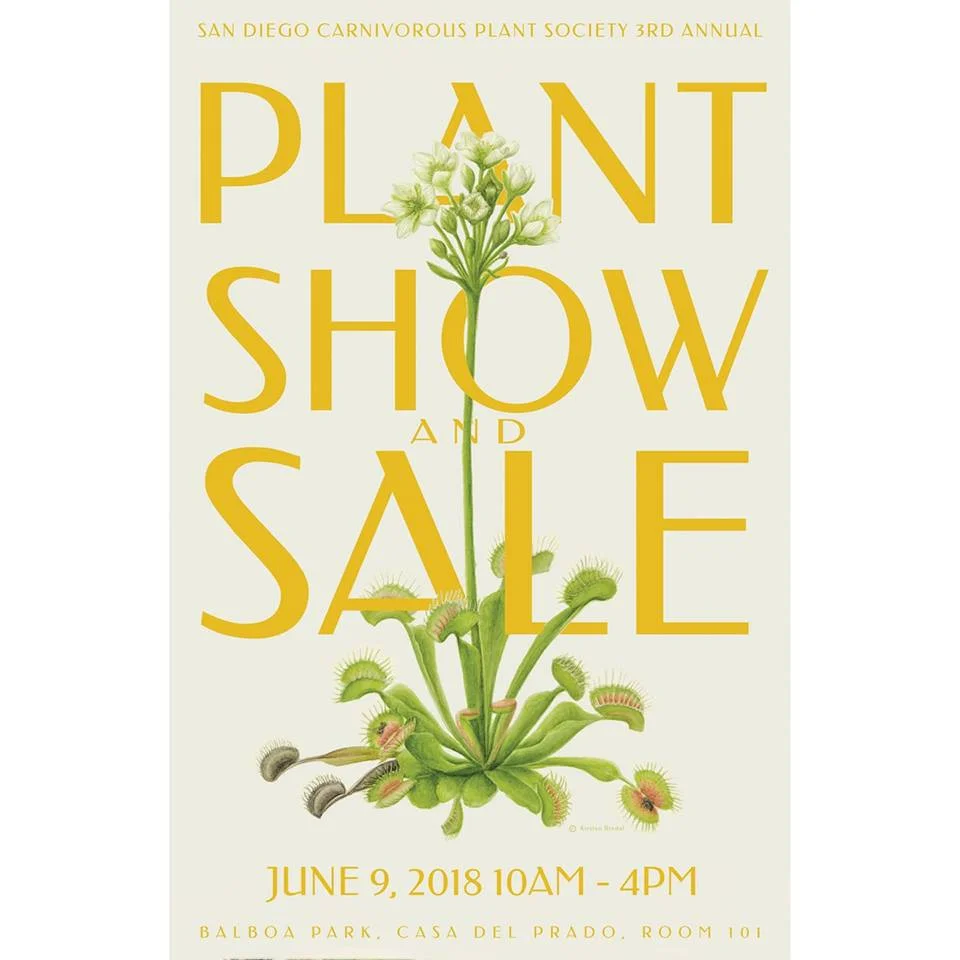 Come join the SDCPS for our 3rd Annual Sale & Show.....it's FREE! Located at Balboa Park Casa Del Prado Room 101. 10am-4pm. Kids table activities, People's Choice plant judging, LOTS of plants for show and sale! Predatory Plants and Xtreem Plants return as guest vendors! Come see and learn about plants that eat bugs! Visit the Balboa Park Botanical Building bog too! If you are a SDCPS member interested in showing or selling plants or volunteering, please e-mail Allyson at ladynepenthes@yahoo.com. Please see the "Contacts" page for more information and how to find the SDCPS on FB and IG.