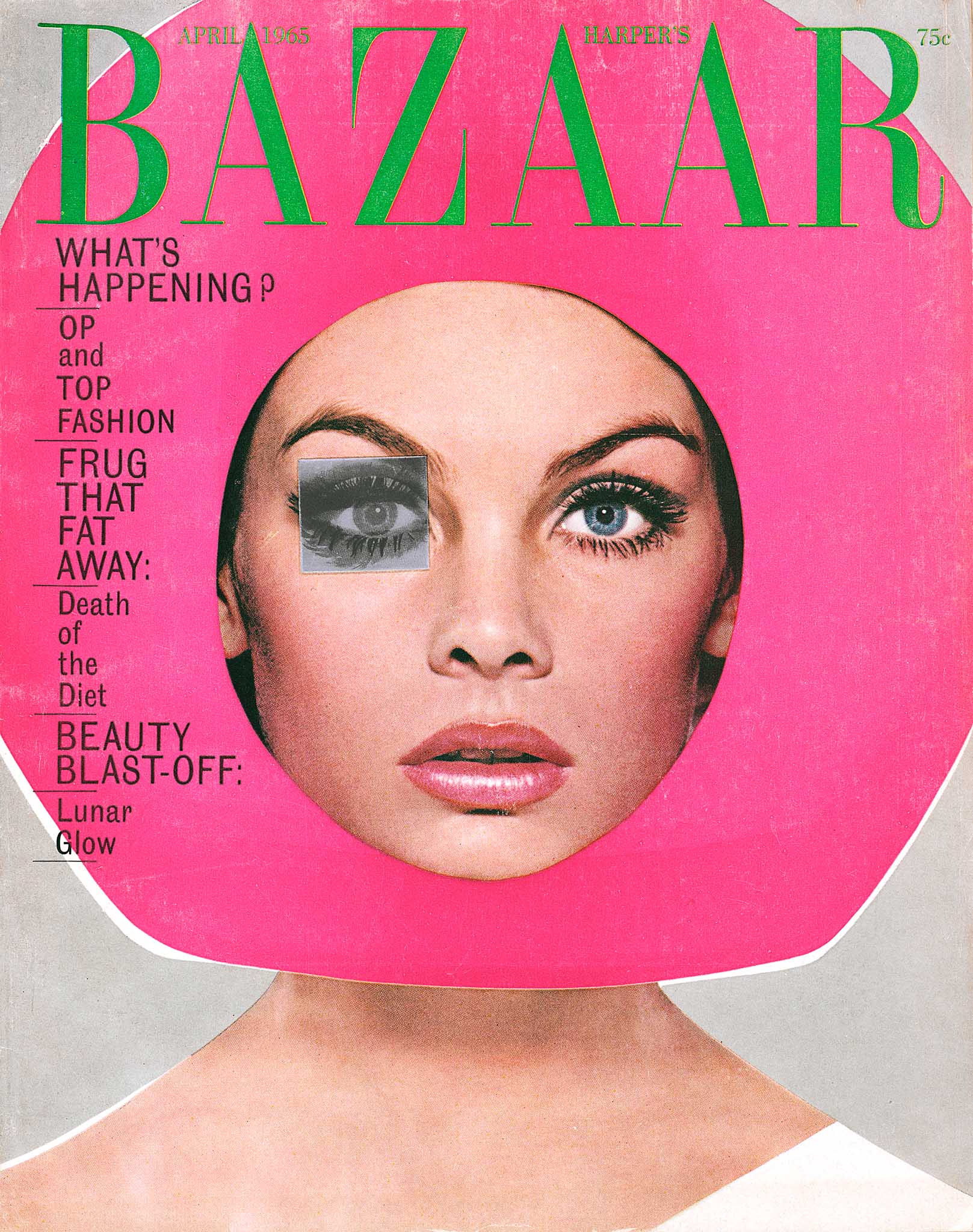Jean Shrimpton, Helmet by Mr. John,  Harper's Bazaar Cover, 1965.jpg
