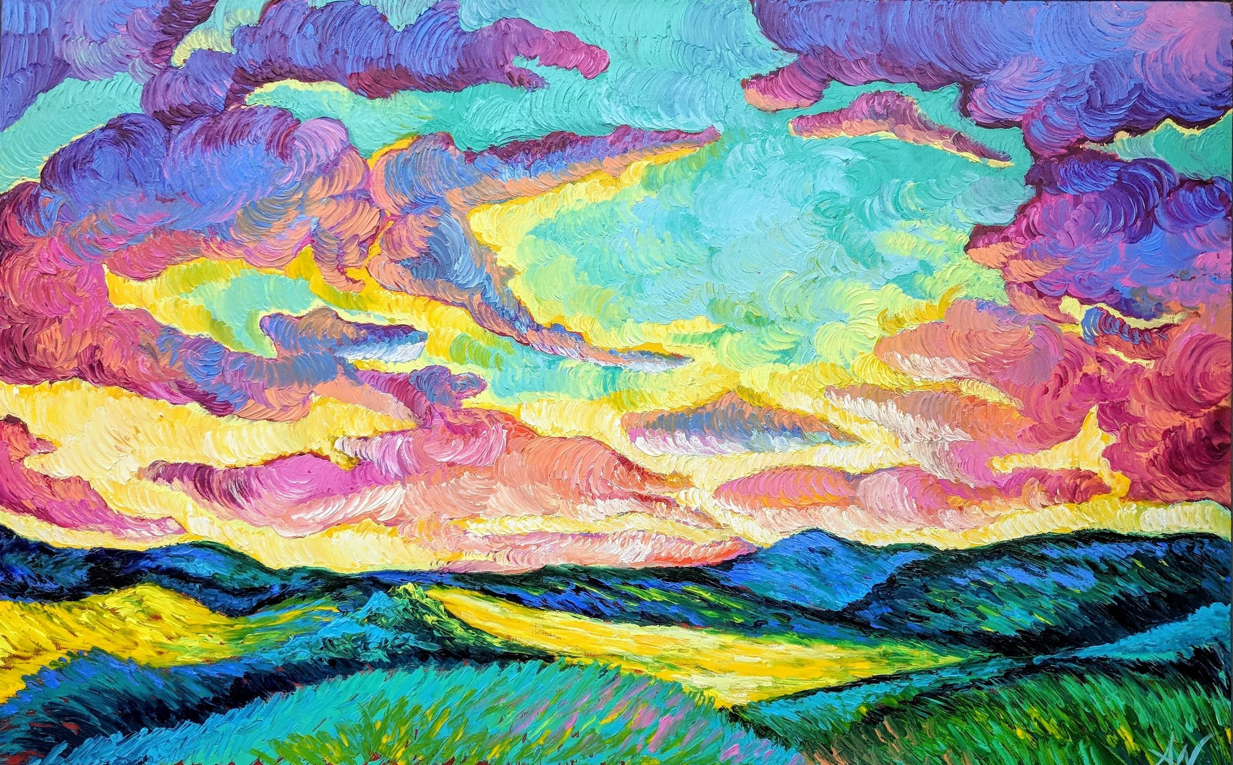 "My Colored Light" - Oil on Wood Panel - Handmade Frame - Giveaway Painting - See @amandawathen_art for Details!