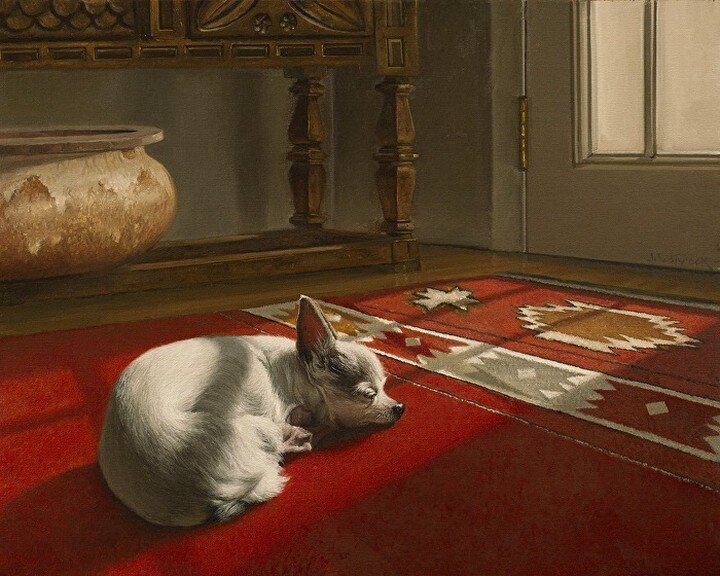 A peaceful, cozy moment captured by award-winning painter, John Whytock @johnwhytockart. &ldquo;Queen Pea&rdquo;, Oil on Belgian Linen, 16&rdquo; x 20&rdquo;, Framed. Currently available at Hawthorn Galleries. 

#currentlyavailableathawthorn #hawthor