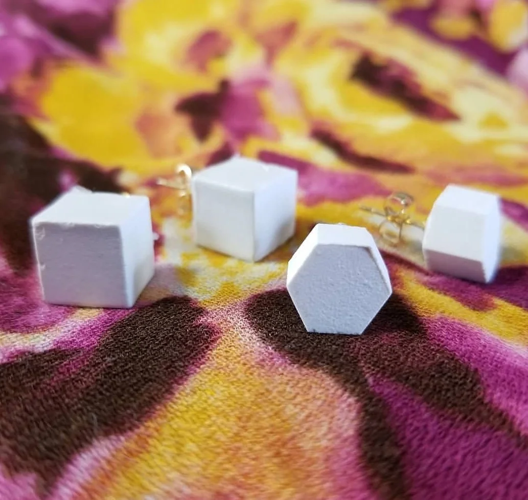 up-cycled tile stud earrings
