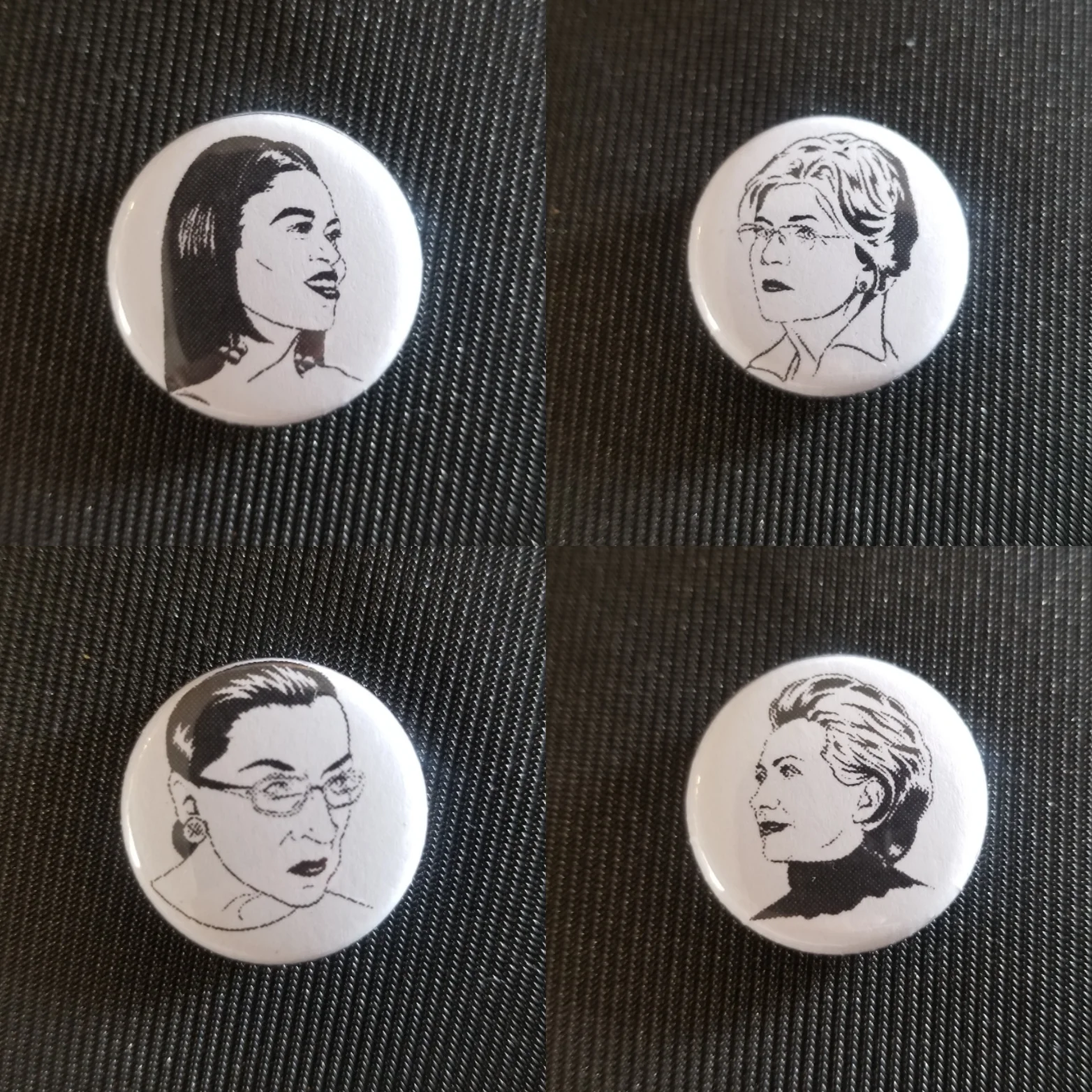 obama, warren, ginsburg and clinton button set