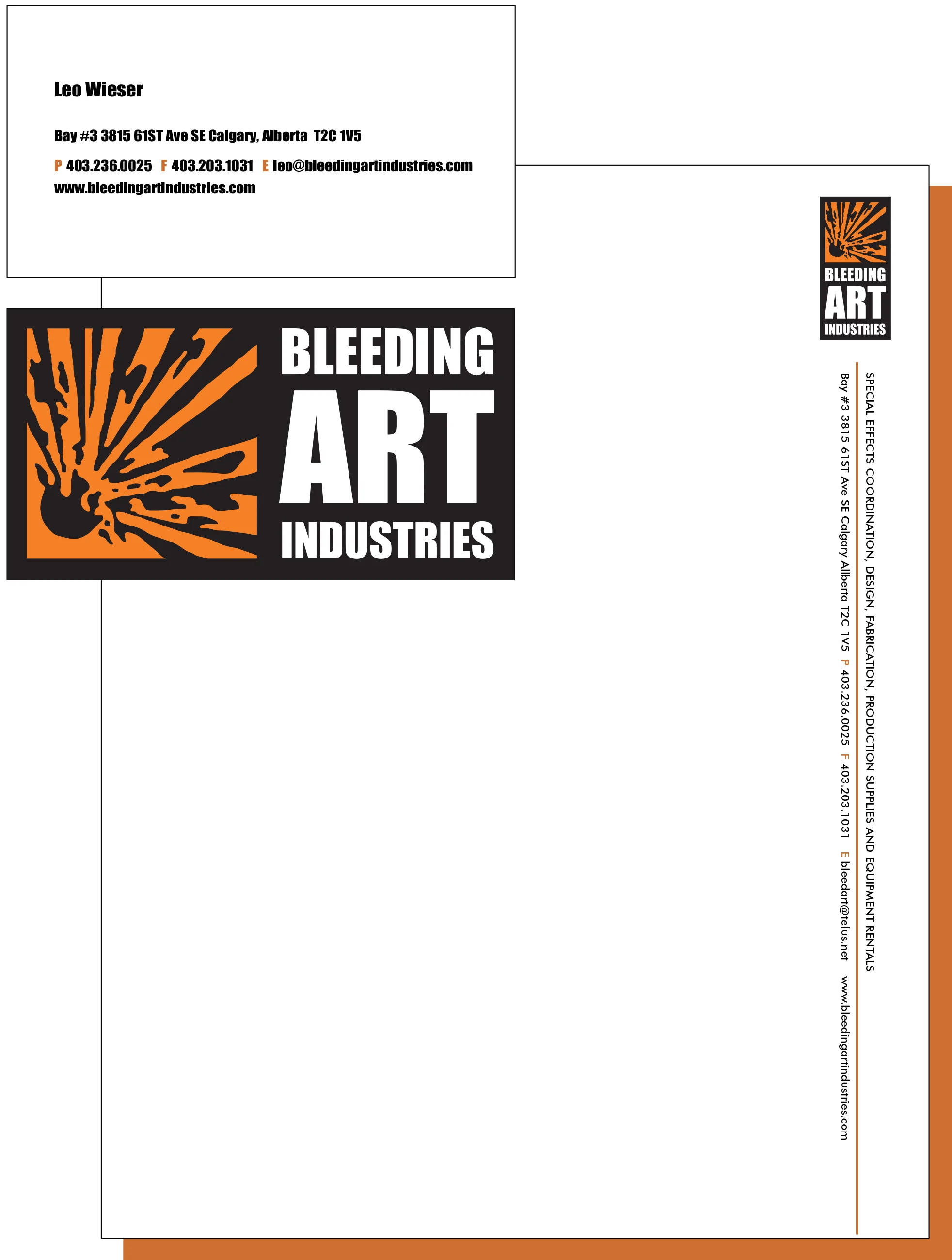Bleeding Art Industries stationery package