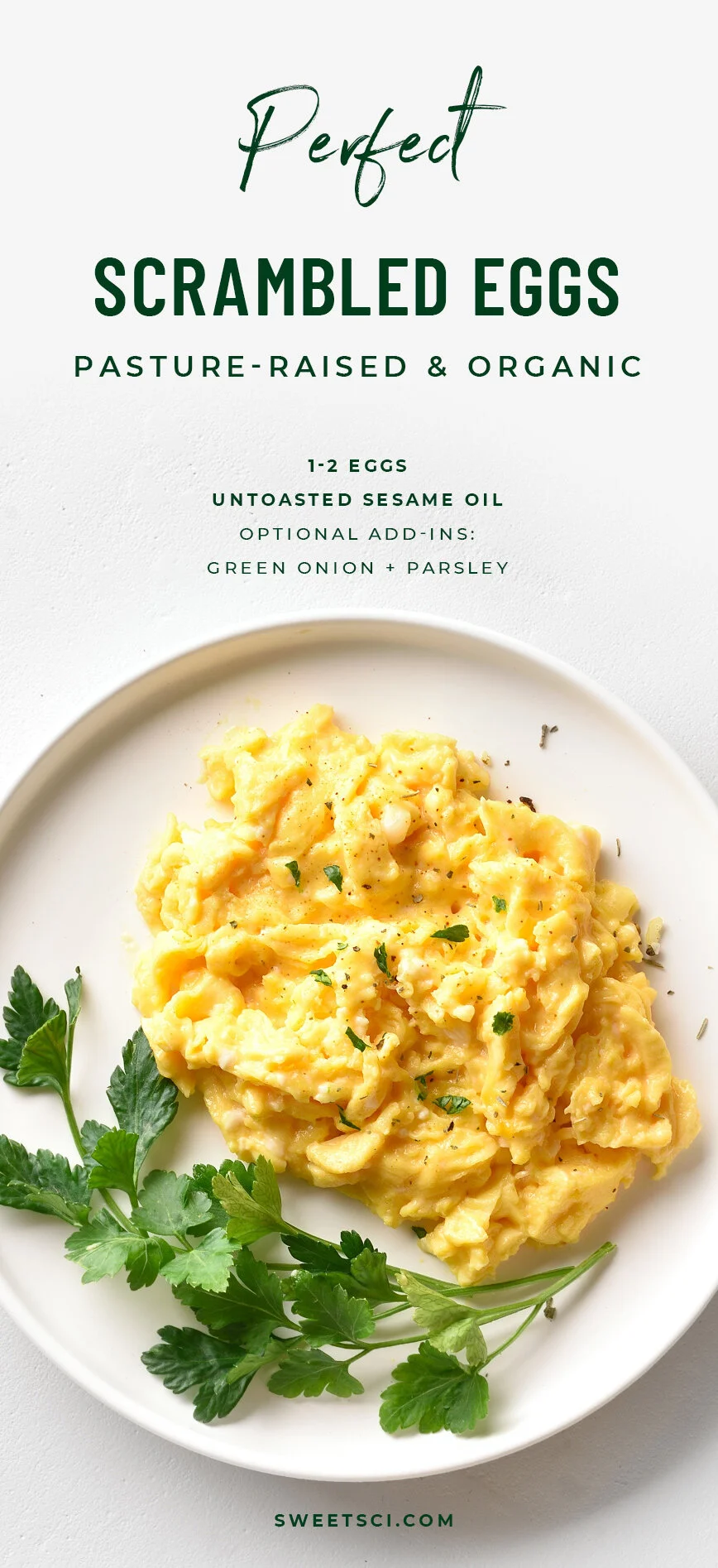 Perfect Scrambled Eggs Recipe - in addition to protein, vitamins, and minerals, eggs contain unsaturated fat, which is associated with good cholesterol. Sweet Science Nutrition & Wellness, Healthy Sobriety with health coach Elena Skroznikova. What to eat in recovery from alcohol addiction. #addiction #addictionrecovery #alcohol #alcoholic #recoveringaddict #sober #sobriety