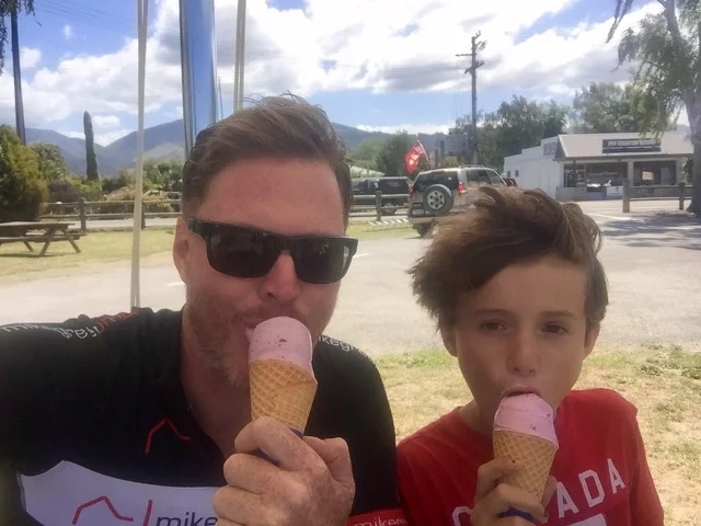 ice cream after a bike ride.