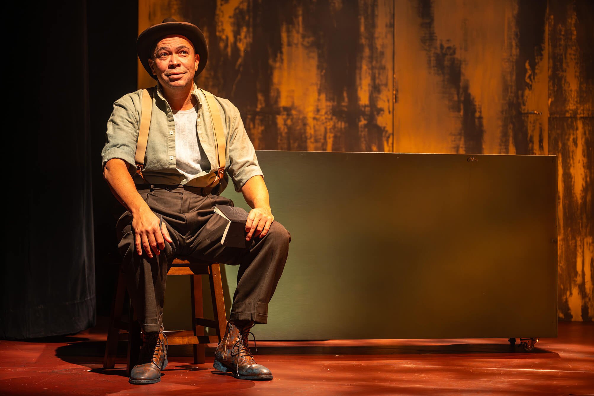  Jamie Robinson in Moonlight Schooner. Photo by Dahlia Katz.  Sabryn  Rock | Director Shannon Lea Doyle | Set Designer Des’ree Gray | Costume Designer Raha Javanfar | Lighting Designer Thomas  Ryder Payne | Sound Designer 