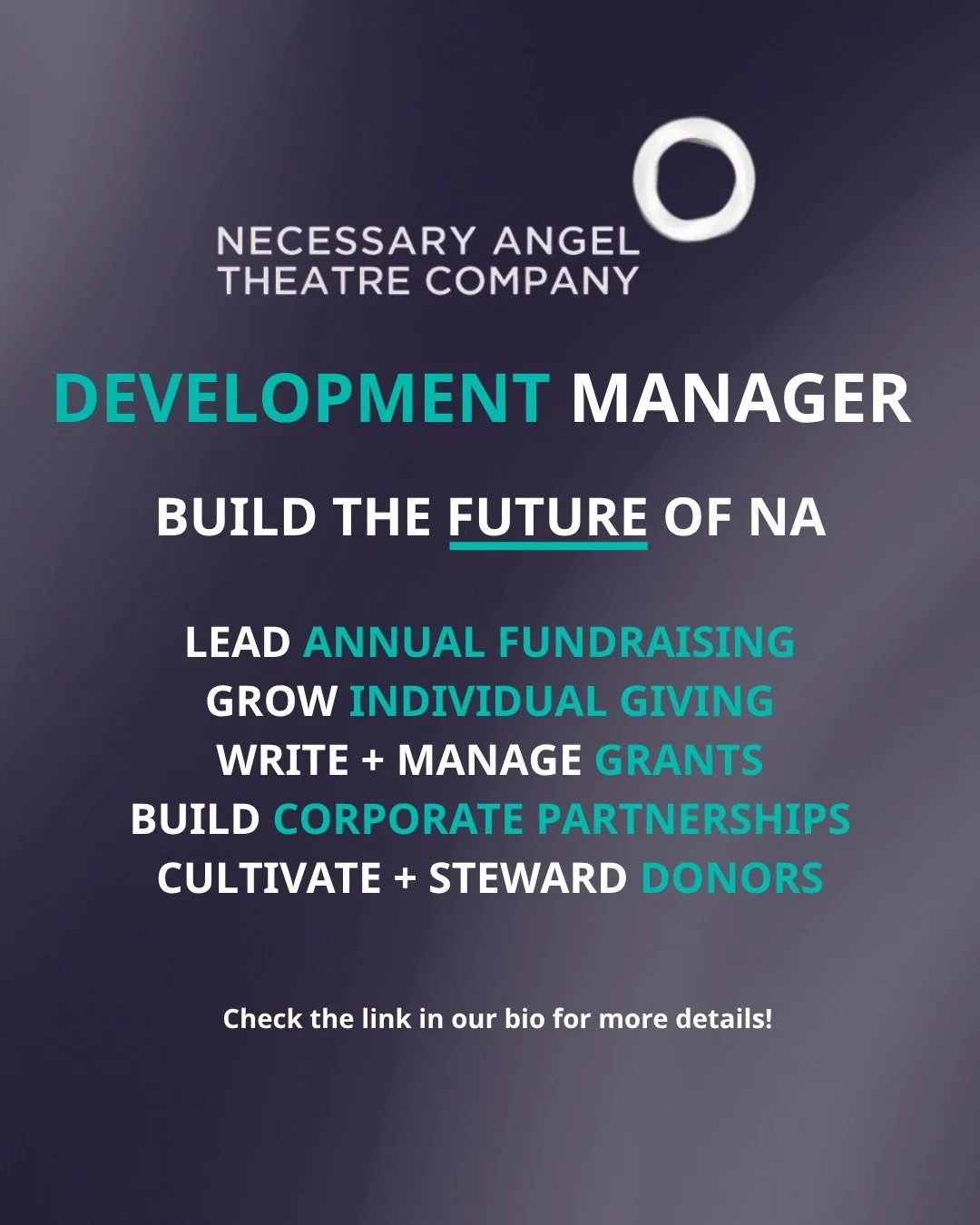 Necessary Angel is hiring!!! 💫

We are currently hiring a development manager! 

Join us on our mission to create radical connection. 

Click the link in our bio to learn more and apply at info@necessaryangel.com