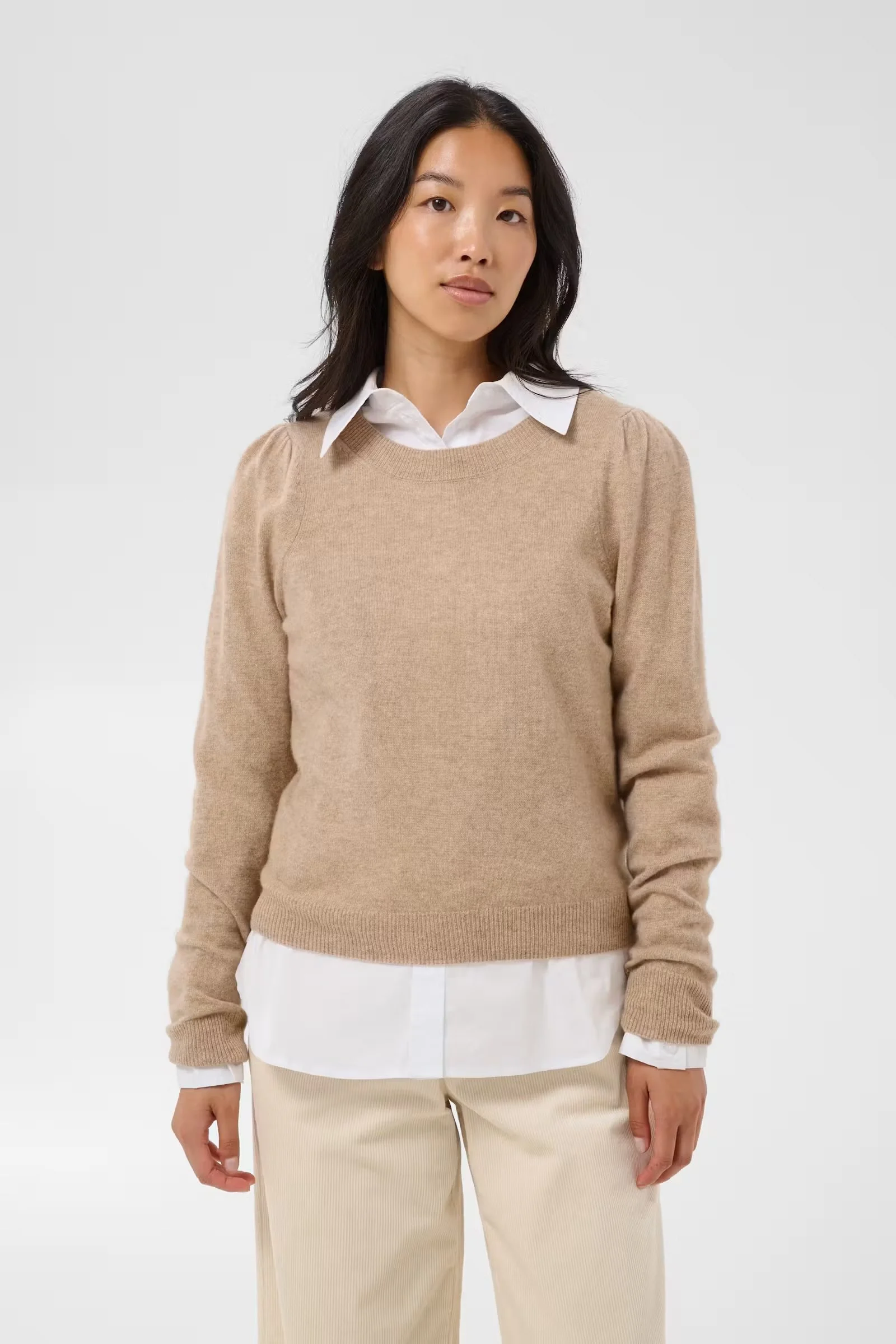 Evina Cashmere Sweater in Camel Melange - Part Two