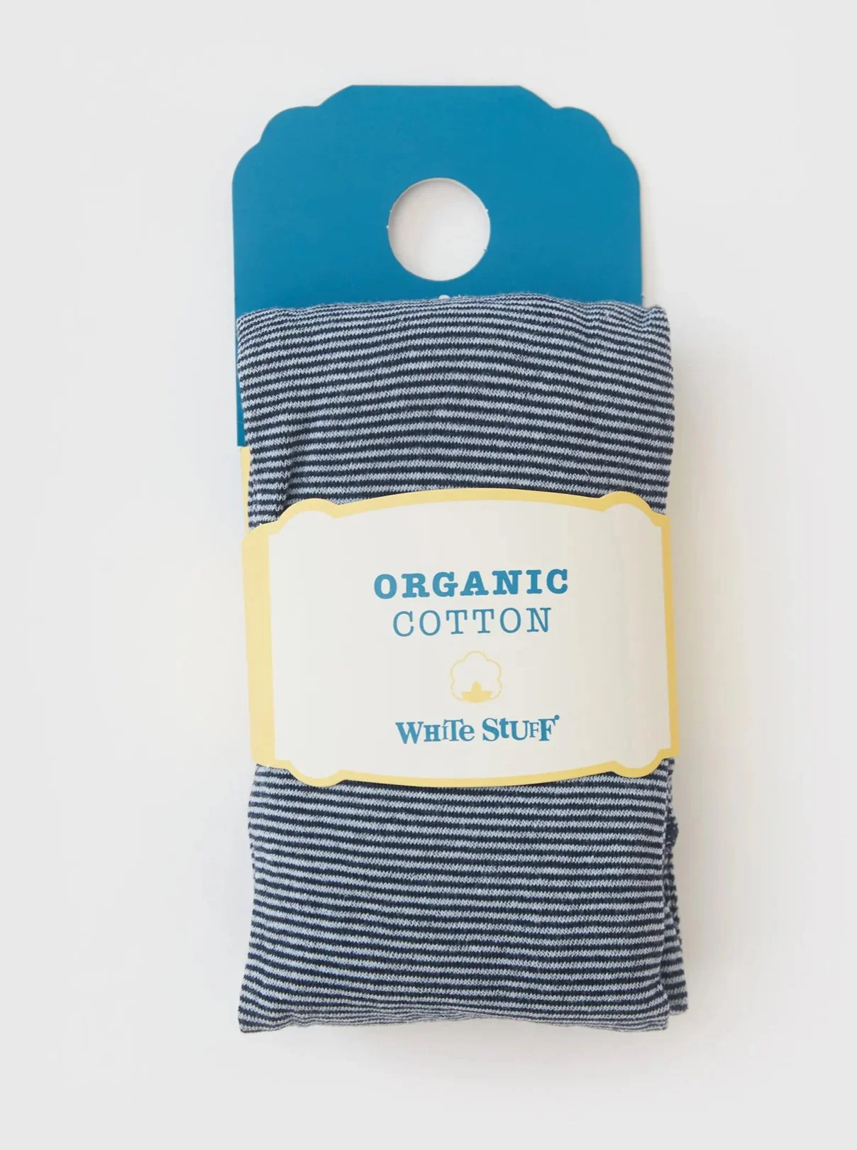 Fine Stripe Cotton Tights in Blue - White Stuff
