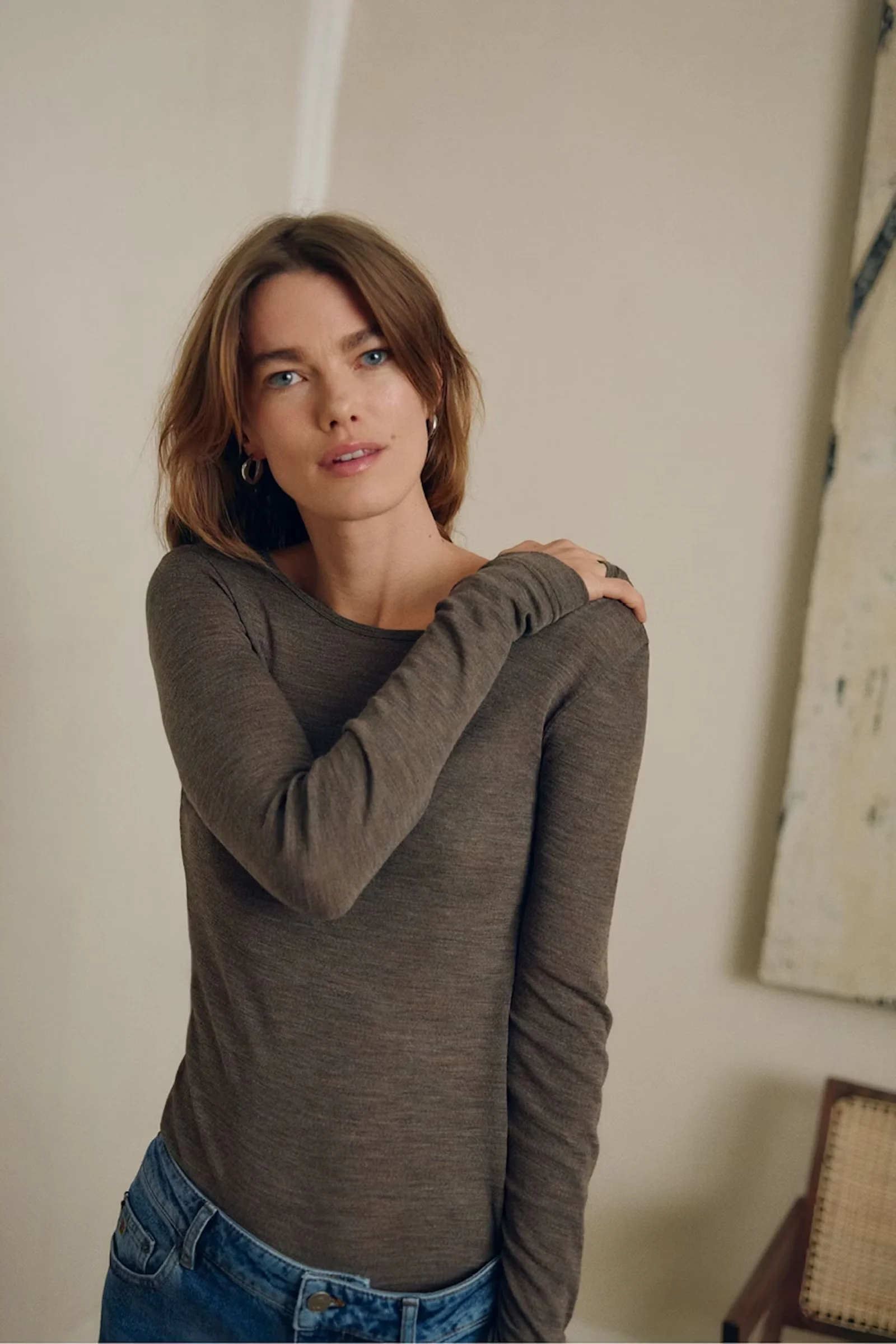 Fang Wool T-Shirt in Brown - InWear