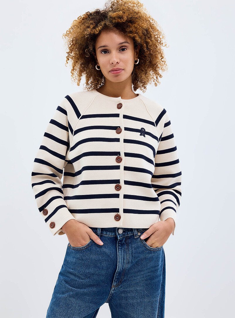 Placed Stripe Knit Cardigan - ArmedAngels