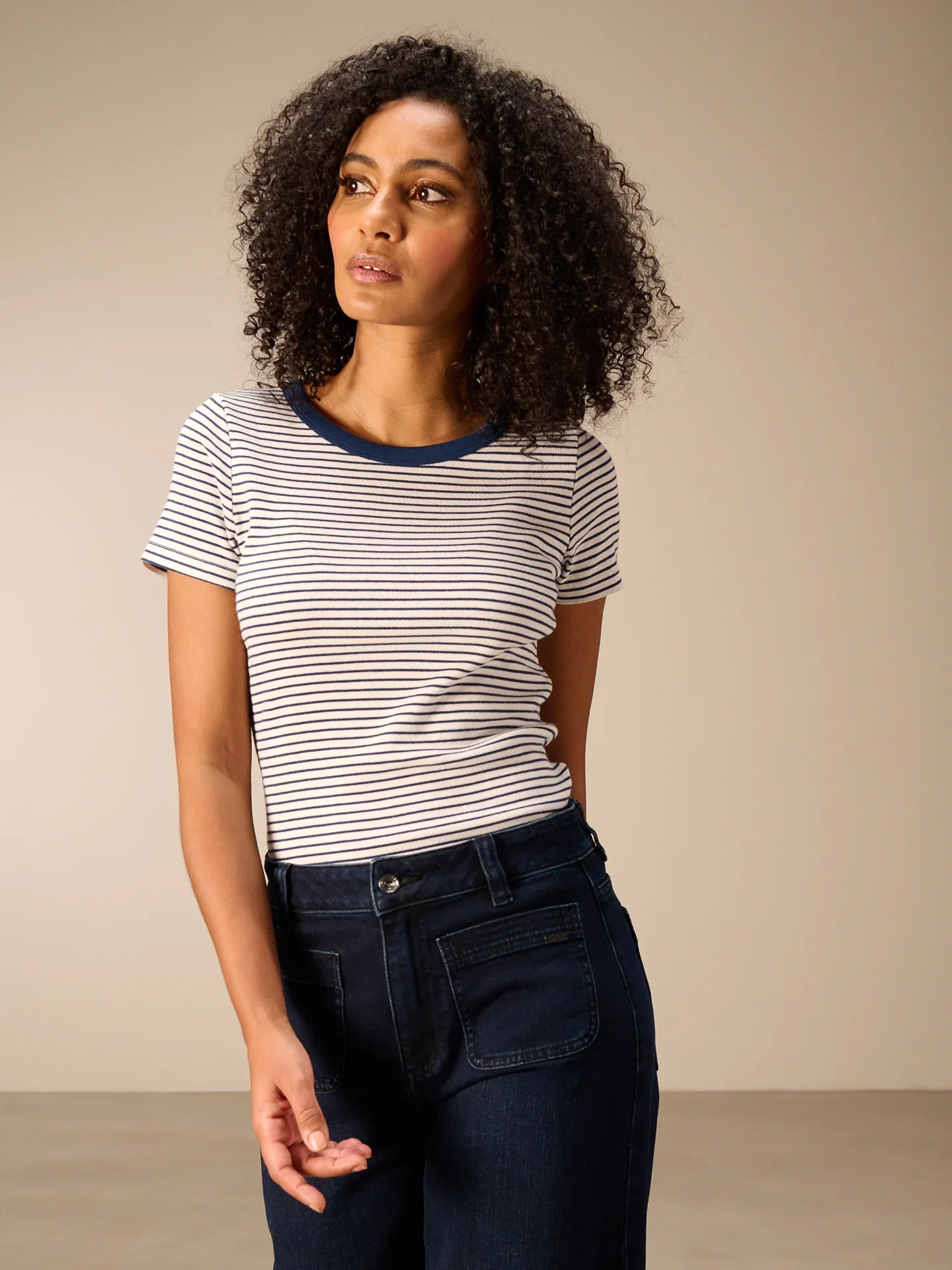 Ribbed Striped Top - Nile