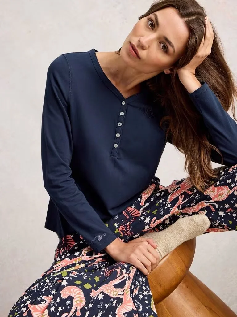 Penny Henley PJ Top in Navy - White Stuff