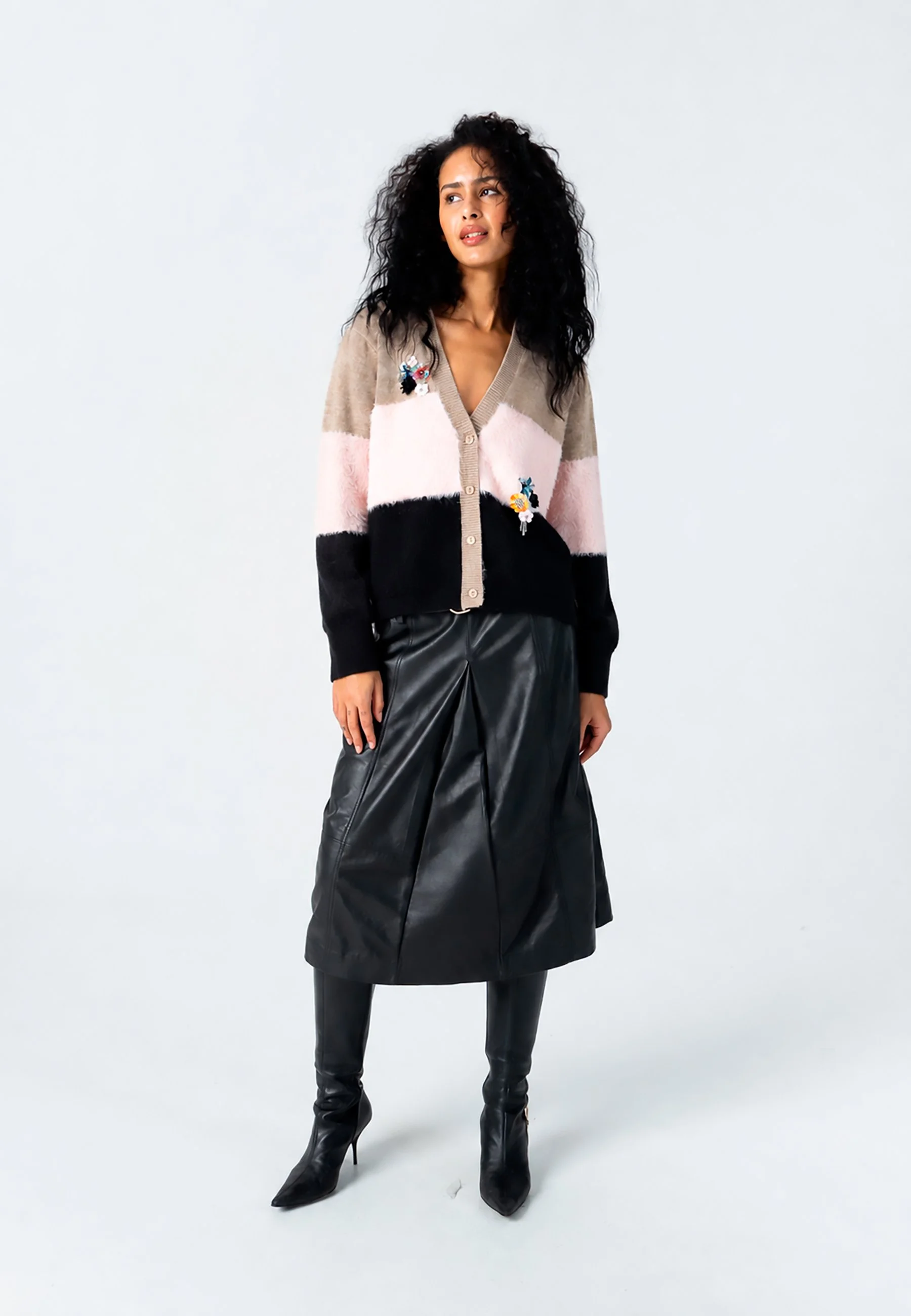 Knit Cardigan with Flower Details - Coster