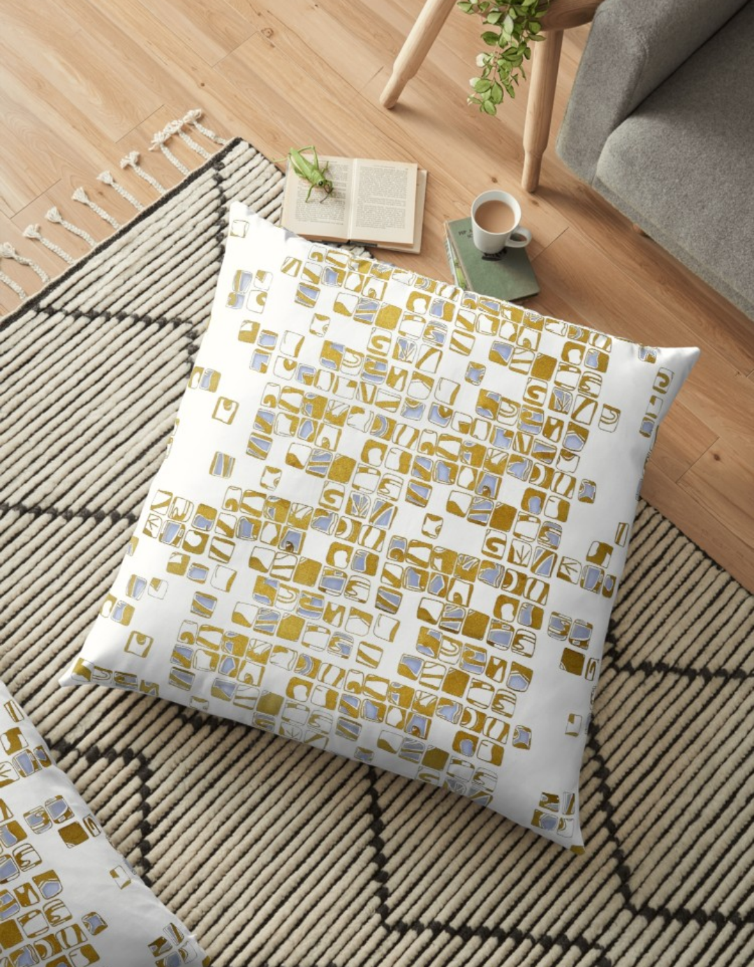 GOLD MOSAIC CUSHION - REDBUBBLE shop