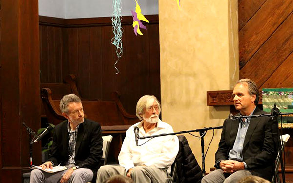 Hugh Wilford, Robert Scheer, Robert Baer (photos by Erick Almalina)