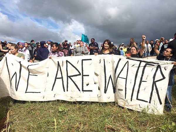 Native American and international protesters at the Sacred Stones Camp in North Dakota (photo courtesy of Sacred Stone Camp).