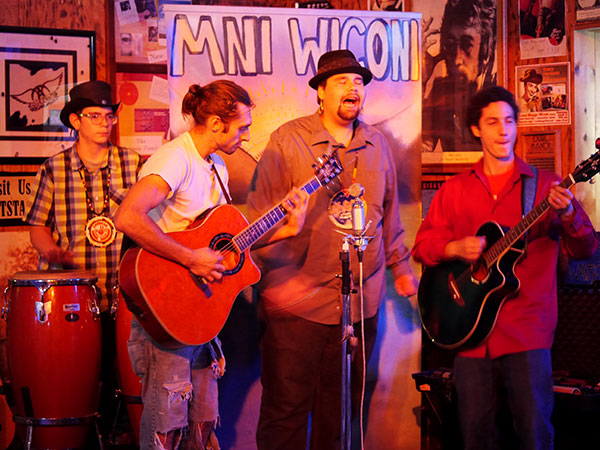 Caleb Blackbird, Tanner Scott, Cody Blackbird and Taino Torres at Last Stage West (photo Jordan Elgrably).
