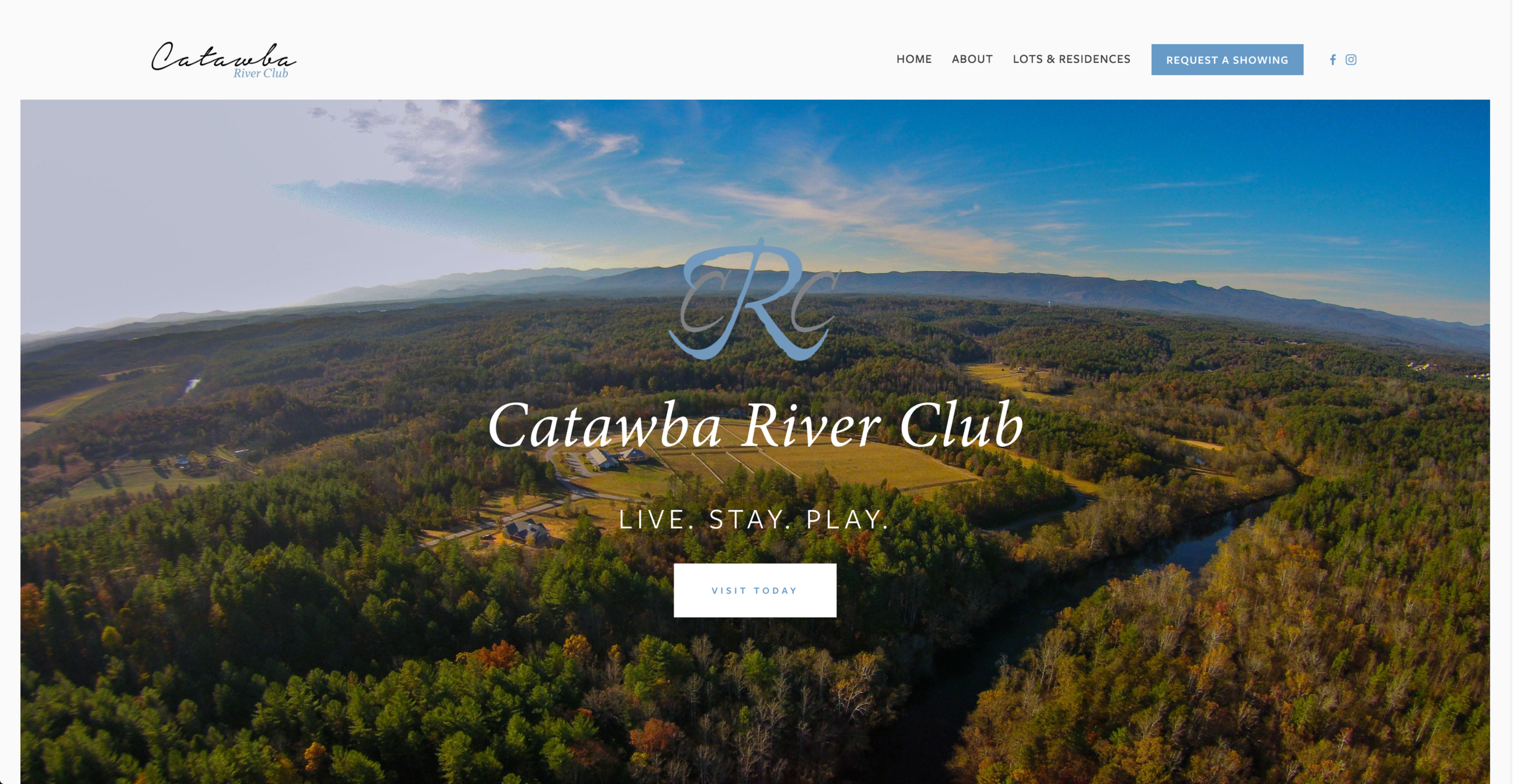 Screenshot of the new Catawba River Club website home page