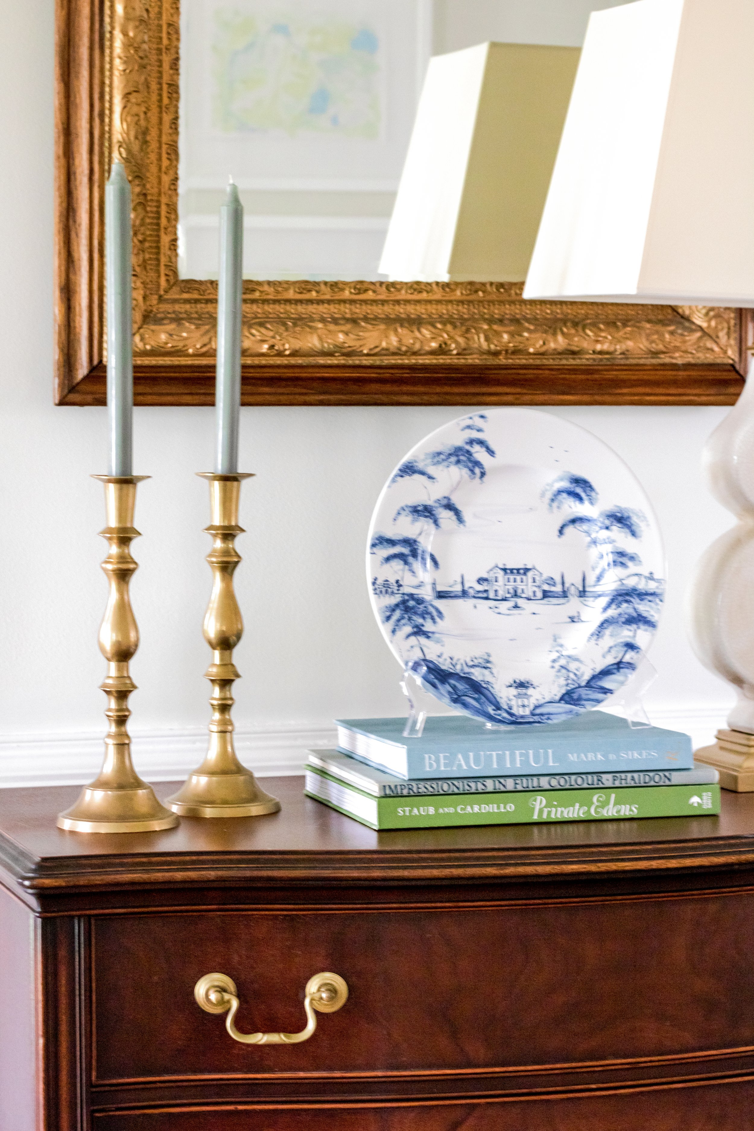 Foyer Table styled with Coffee Table Books