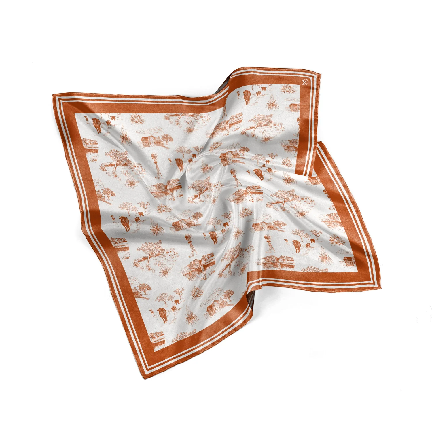 Westbound Toile 100% Silk Scarf by Coco Zentner - 34 display picture 1