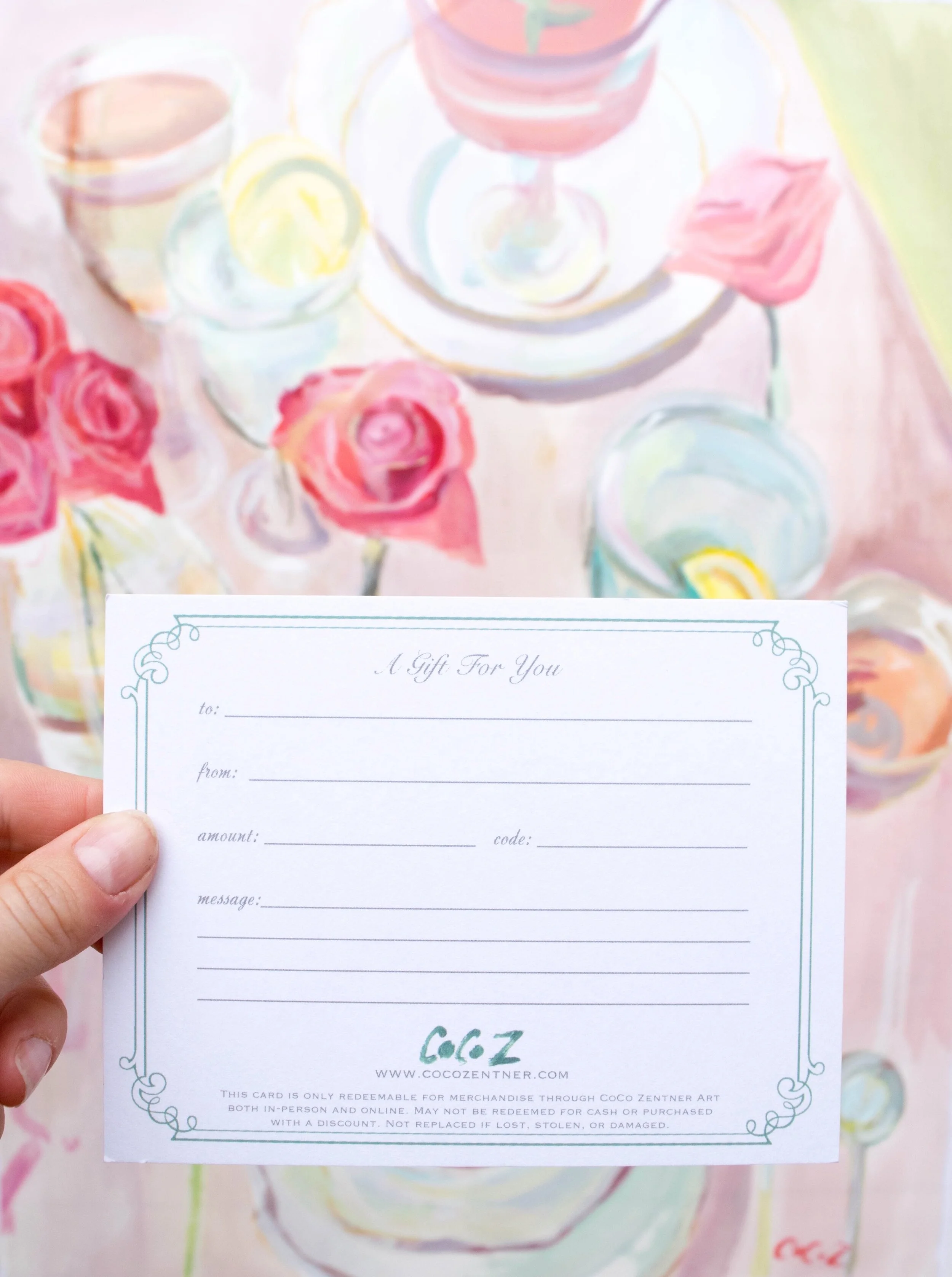 Gift Cards Available for CoCo Zentner Art
