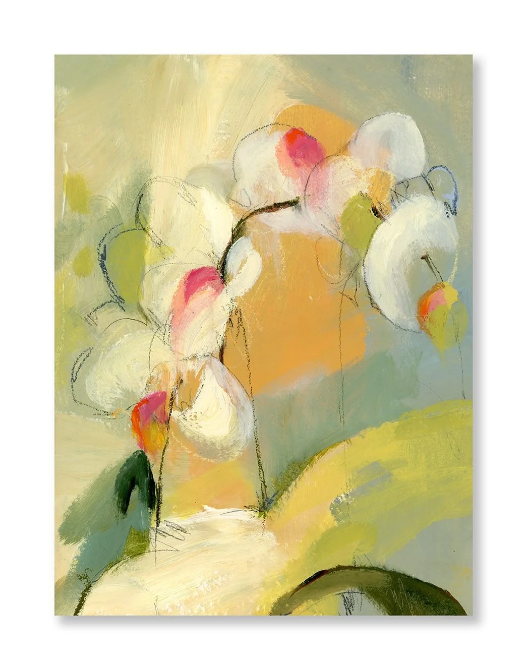 Peachy Green Abstract Painting on Paper by Artist, CoCo Zentner.jpeg
