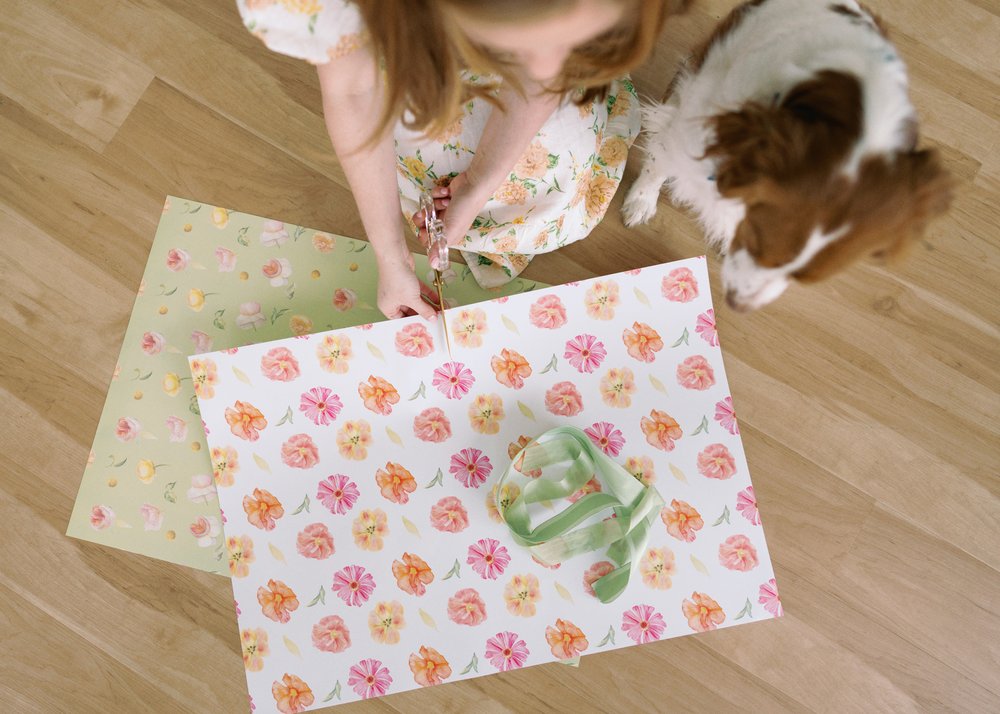Colorful Floral Luxe Gift Wrap Sheets by Artist, CoCo Zentner