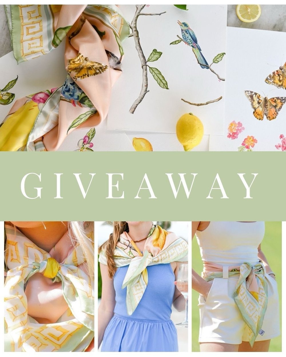 🍋SPRINGTIME GIVEAWAY!🍋 I&rsquo;m SO thrilled to kick off this week by giving one lucky person a limited-edition silk scarf from my recently sold out release (we will be RESTOCKING them this Thursday!). The perfect item to unwrap for yourself or a l
