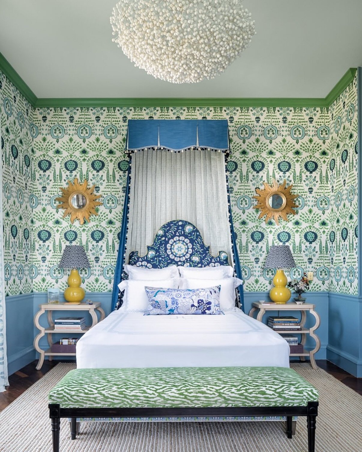 Swipe to see the interiors &amp; patterns that helped shape the design of my newest silk scarf, The Blue Bamboo Scarf &mdash; the perfect combo of tradition &amp; whimsy ready for all of your summer outings. 💙💚

#blueandwhitehome 
#blueandwhitechin