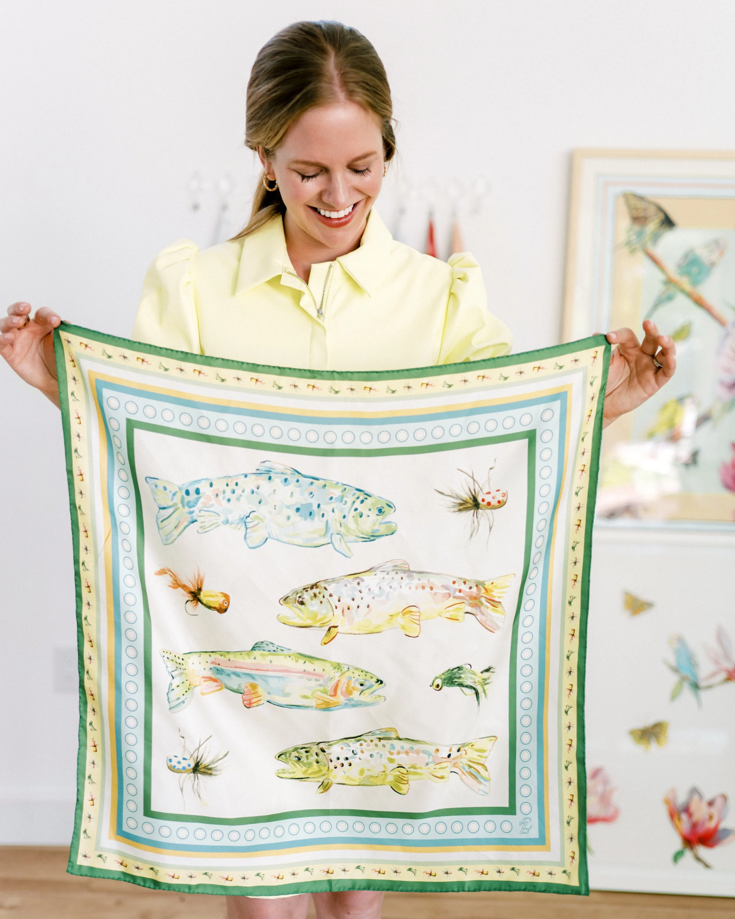 Gone Fishin Silk Scarf by Surface Pattern Designer, CoCo Zentner (Copy)