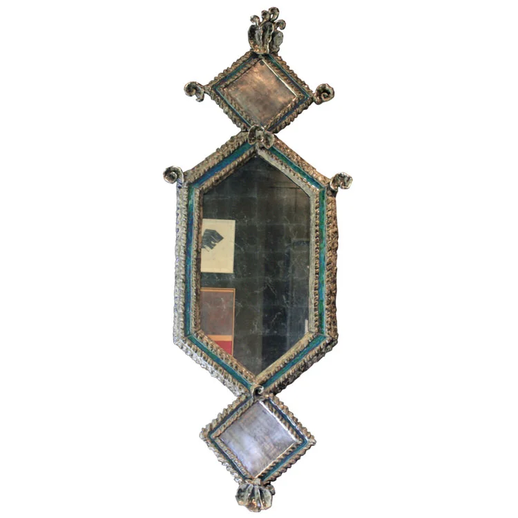 9878_Rocaille Blue Glazed Lozenge Mirror-1.jpg