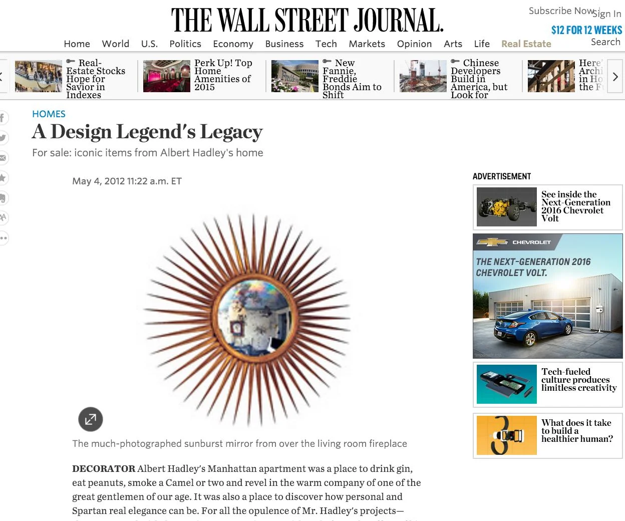 WSJ May 2012: A Design Legend's Legacy
