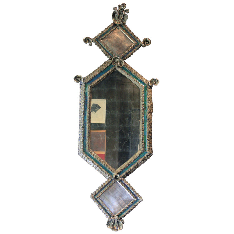 9878_Rocaille Blue Glazed Lozenge Mirror-1.jpg