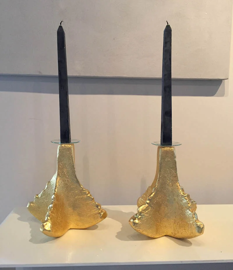 Gilded Ceramic Candlesticks