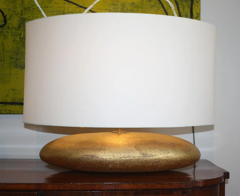 Gilded Ceramic Football Lamp