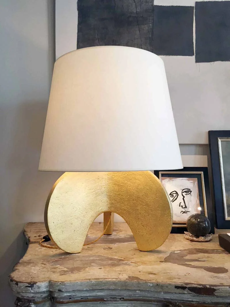Large Gilded Ceramic Claw Lamp