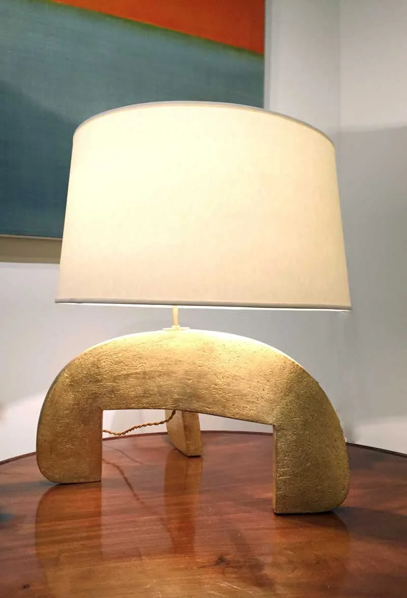 Gilded Ceramic Wishbone Lamp