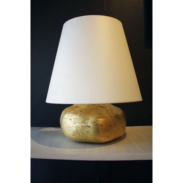 Gilded Ceramic Lotus Lamp