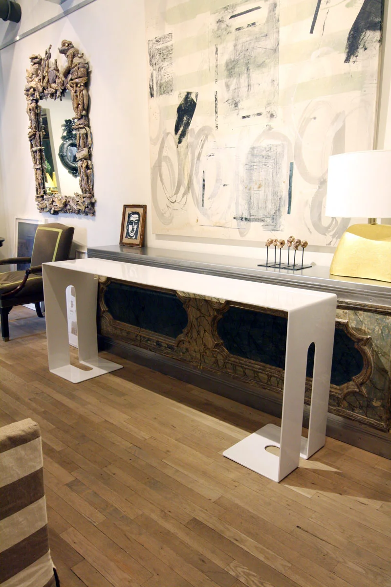 Cream Lacquered Steel Console Table