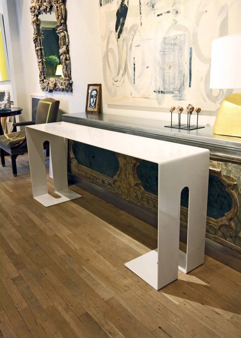 Cream Lacquered Steel Console Table