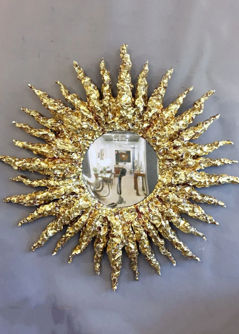 Gilded Ceramic Sunburst Mirror
