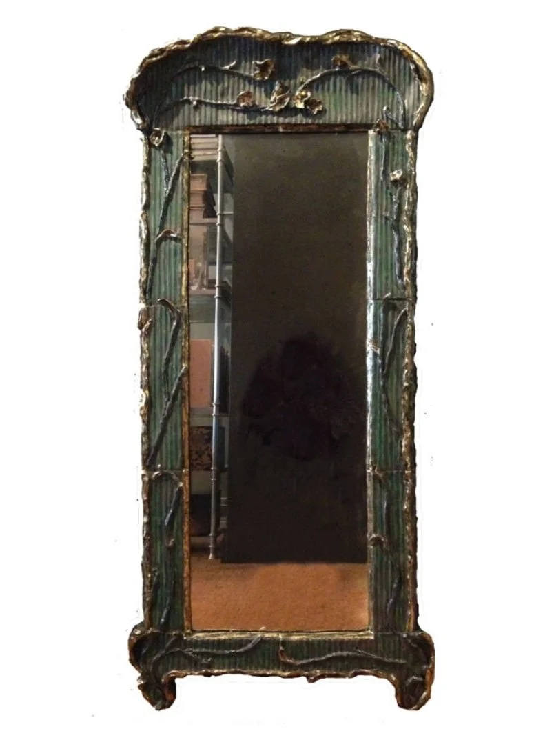 Gilt & Copper Glazed Ceramic Mirror