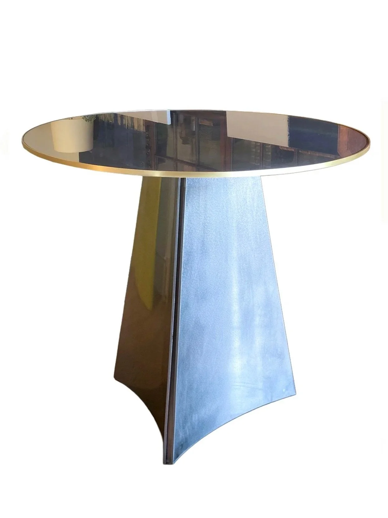 30 in. Steel Glass &amp; Brass Table