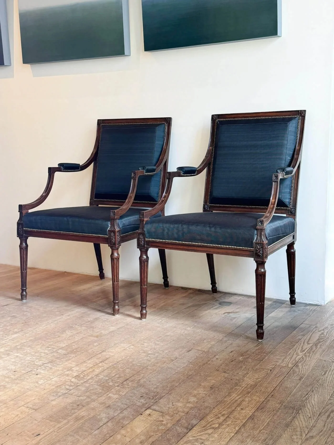 Pair of Sheraton Mahogany Armchairs